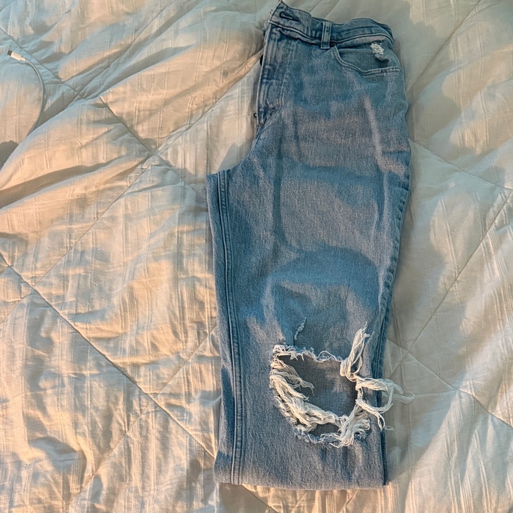 Abercrombie & Fitch Light Blue Distressed Boyfriend Jeans